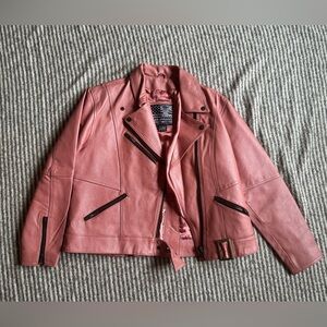 Vintage Women's Pink Leather biker Jacket